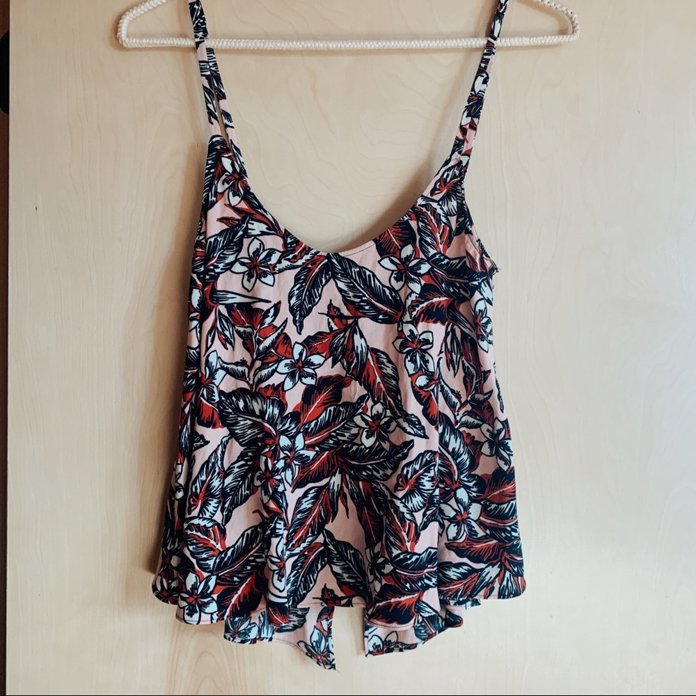 Zara Woman Floral Open Back Tank Top